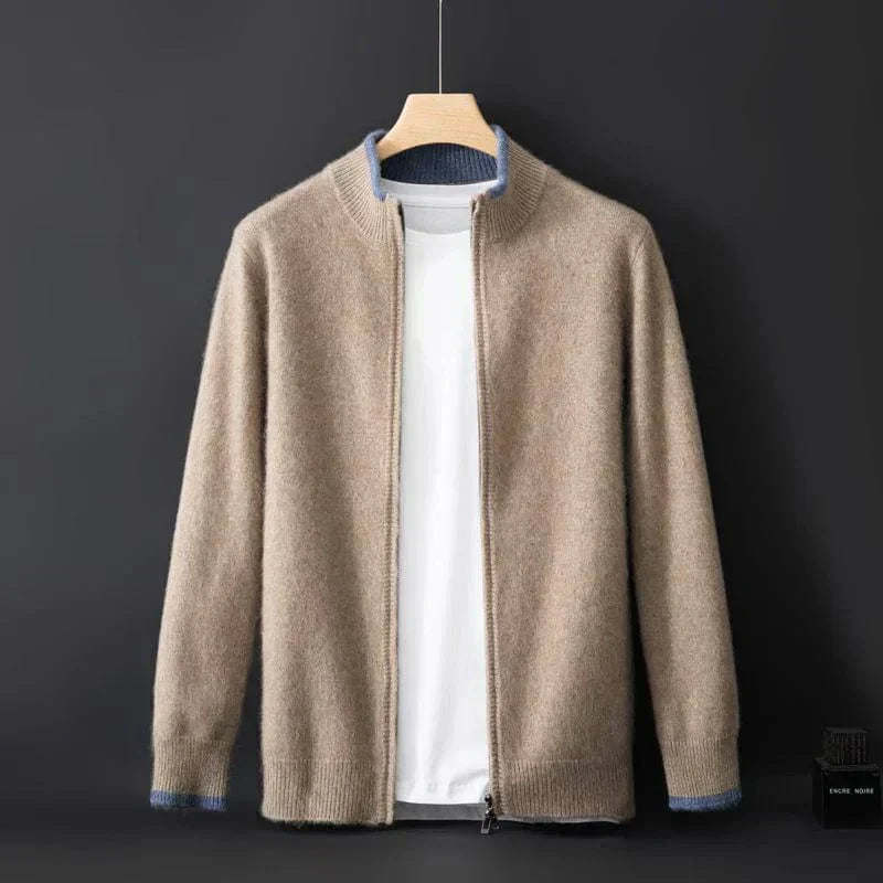 Stylish Men's Knitted Cardigan Zipper Modern