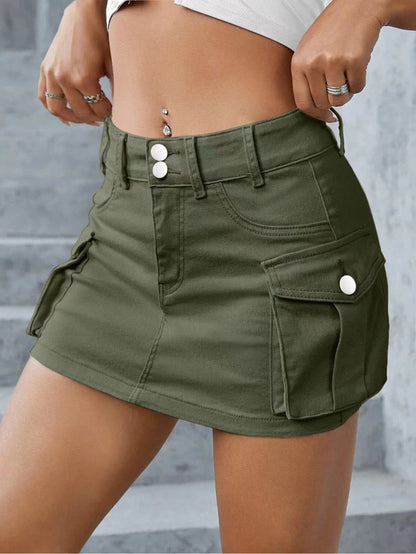 Women's Fashion Denim Cargo Pants with Multiple Pockets
