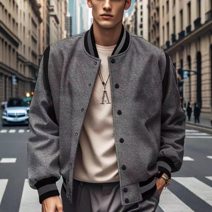 Men's Bomber Jacket Sporty Modern Contrast Sleeves