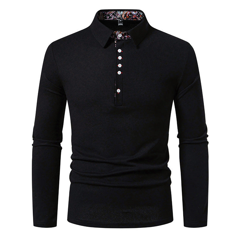 Men's Long Sleeve Polo Shirt Modern Collar Style