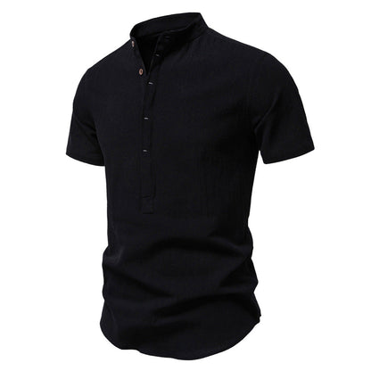 Men's Short Sleeve Shirt Modern Design Button Placket