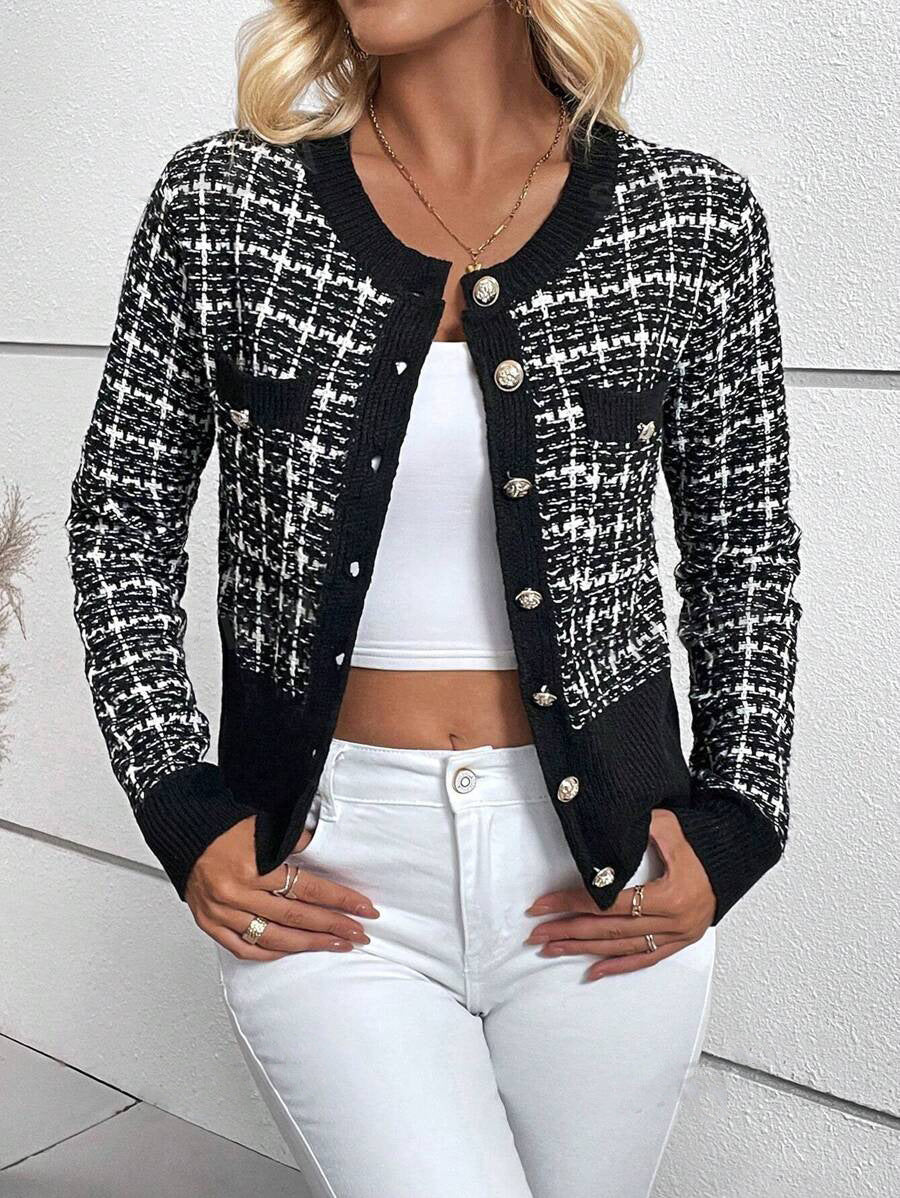 Women's Cardigan Elegant Design Gold Buttons