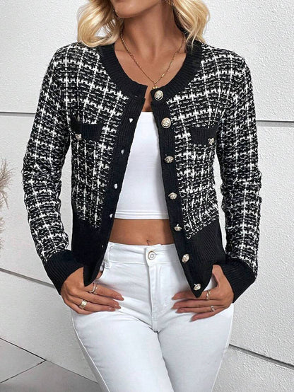 Women's Cardigan Elegant Design Gold Buttons