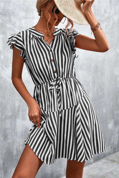 Women's Summer Dress Striped Pattern Elegant Ruffles