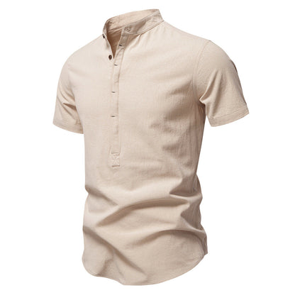 Men's Short Sleeve Shirt Modern Design Button Placket