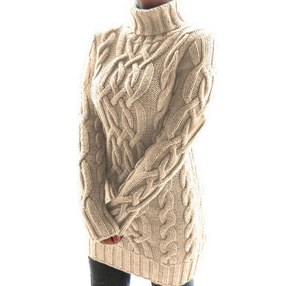 Cable Knit Roll Neck Jumper Casual Long