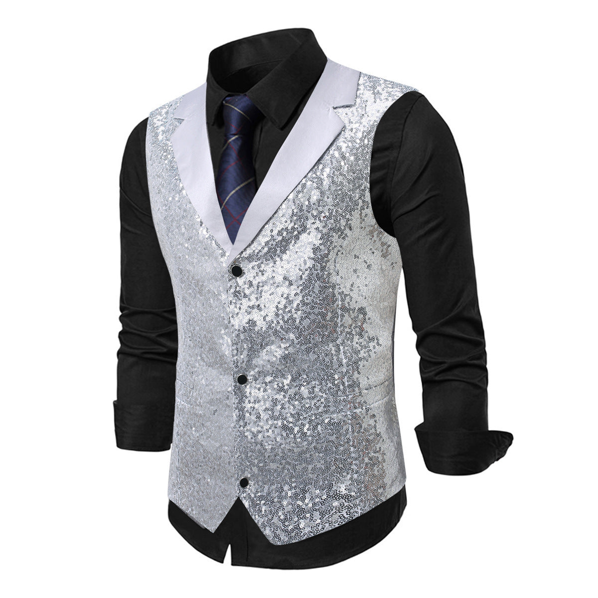 Men's Suit Vest Glitter Effect Classic Style