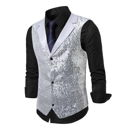 Men's Suit Vest Glitter Effect Classic Style