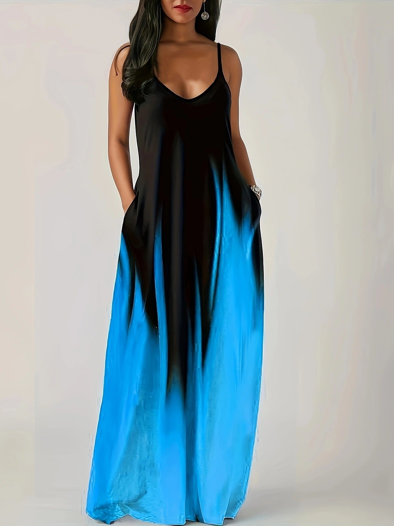 Women's Elegant Maxi Dress with Side Pockets