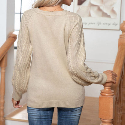 Weiche Pullover Damen Zopf Muster - IdealeKleiden