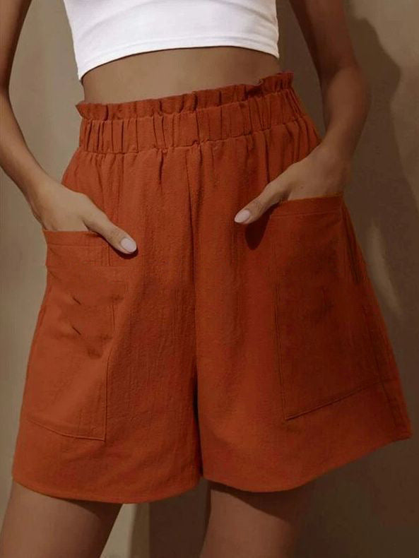 Women's Linen Shorts Comfortable Elastic with Side Pockets