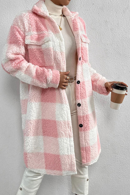 Women's Warm Plaid Teddy Jacket Coat