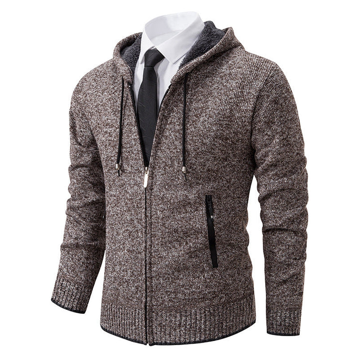 Herren Strickjacke Kapuze Weich Futter Winter