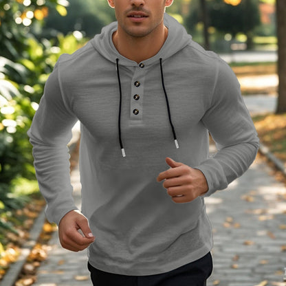 Men's Sport Hoodie with Pockets and Buttons