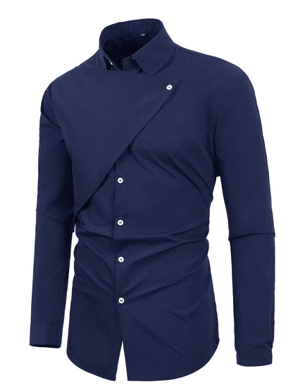 Men's Short-Sleeve Shirt Asymmetrical Elegant Style