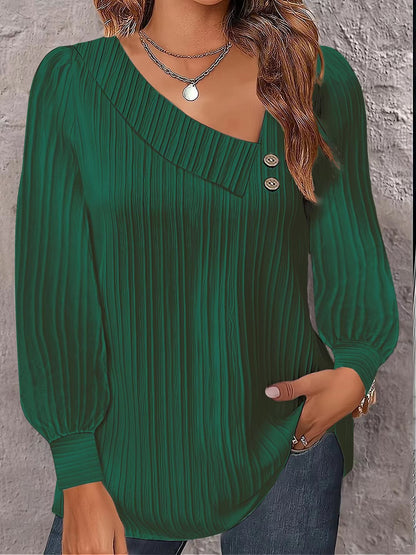 Women's Blouse Asymmetric Elegant Button Detail