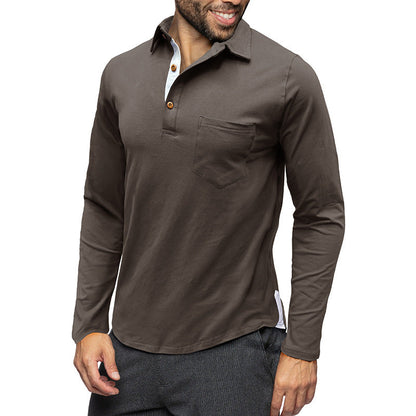 Slim Fit Long Sleeve Cotton Polo Shirt Elegant