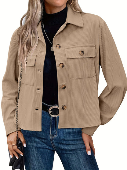 Women's Corduroy Jacket Modern Two-Pocket Design
