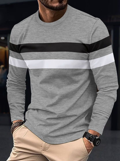 Men's Long-Sleeve Shirt Sporty Stripes Fashionable