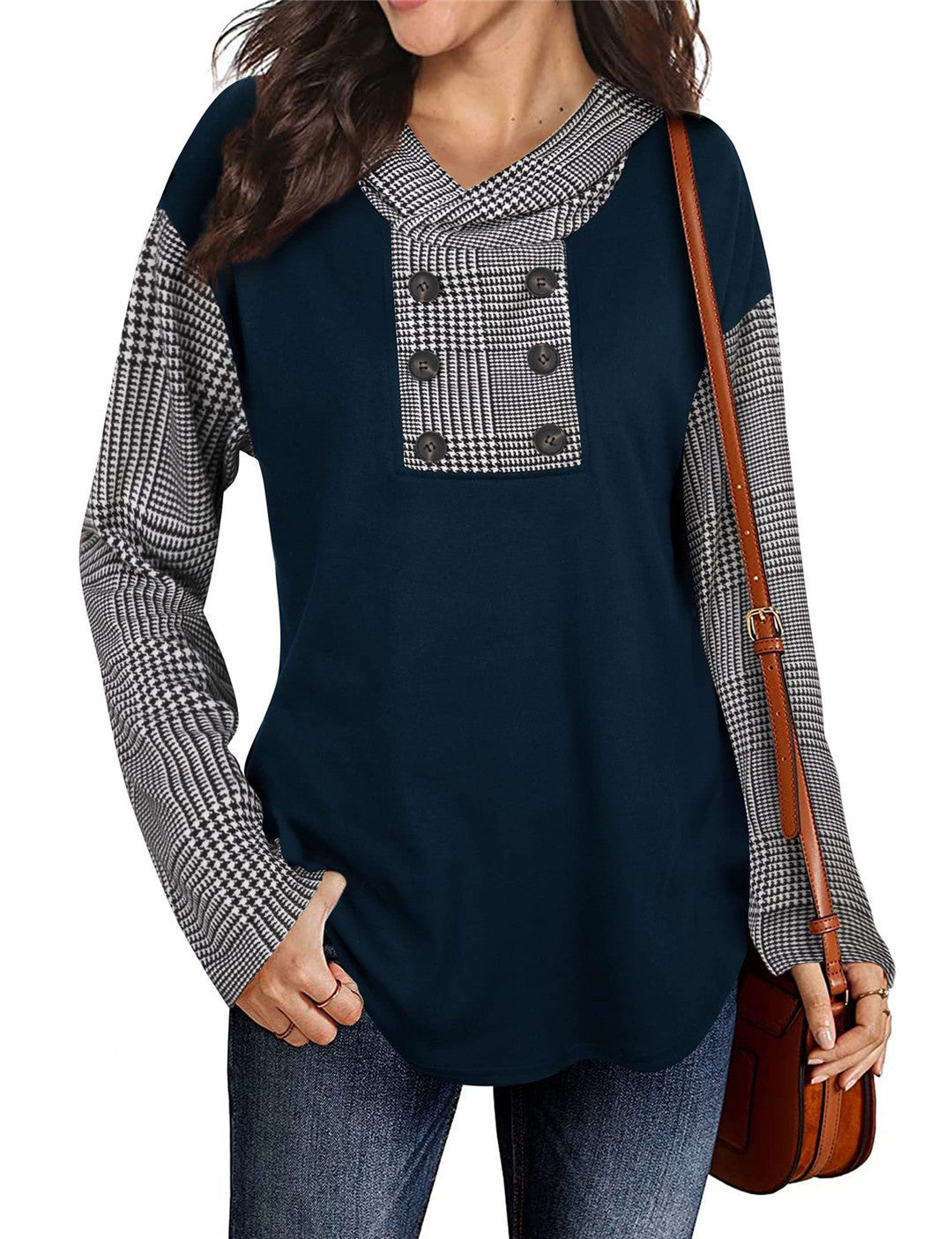 Women's Top Asymmetrical Plaid Chic