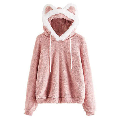 Women's Hoodie Cuddly Cat Face Cute