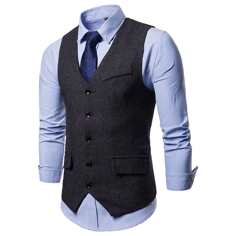 Men's Classic Herringbone Design Vest Practical