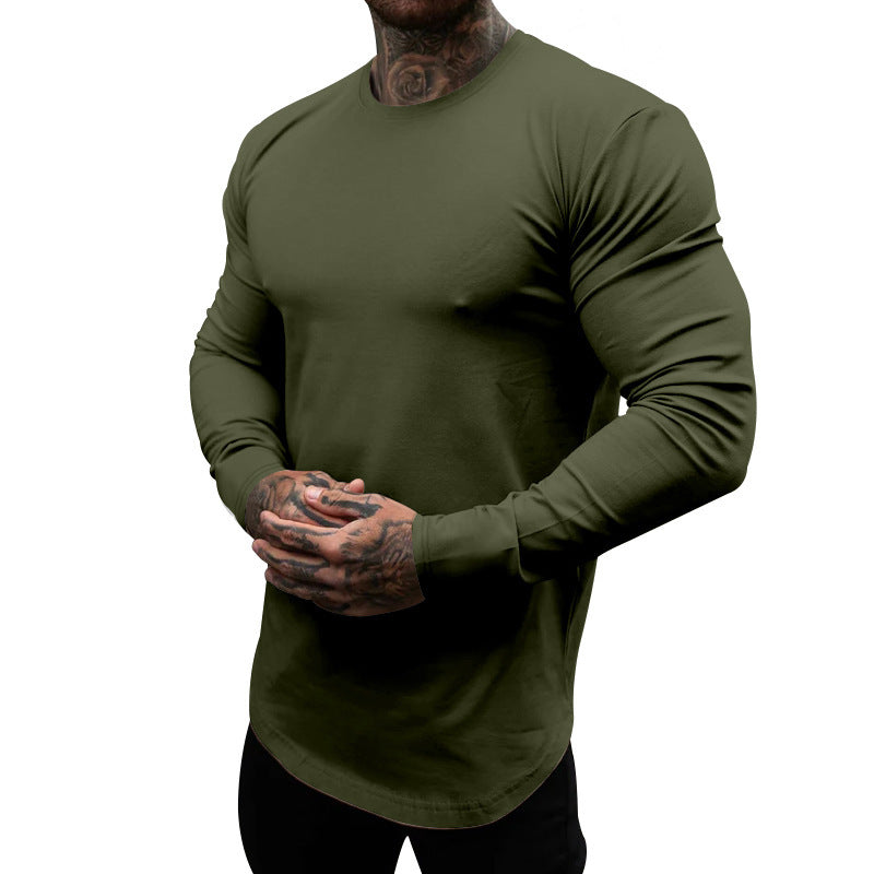 Men's Long-Sleeve T-Shirt Soft Cotton Crew Neck