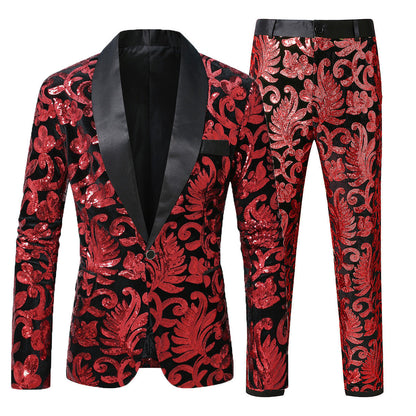 Men's Glitter Suit Set Elegant Evening Wear