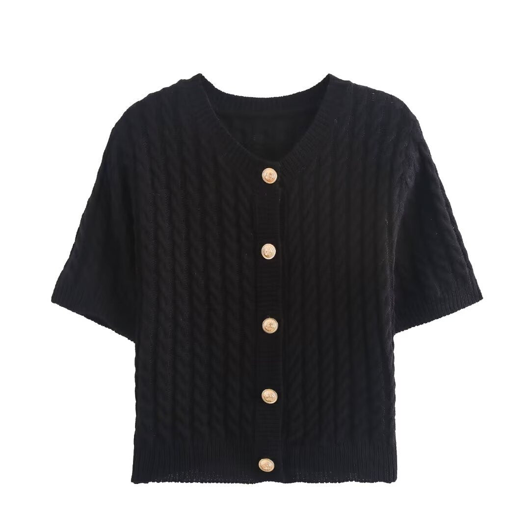 Women's Short-Sleeved Cardigan, Elegant, Embellished