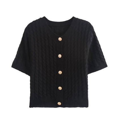 Women's Short-Sleeved Cardigan, Elegant, Embellished