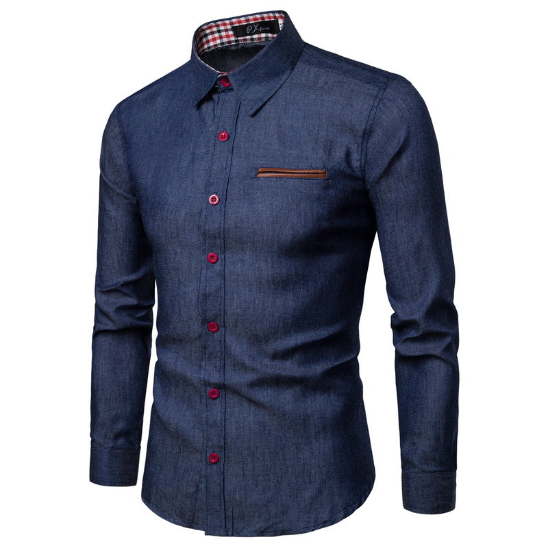Men's Denim Shirt Classic Modern Contrast