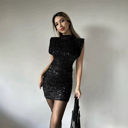 Damen Partykleid Glitzer Pailletten Elegant Abendkleid