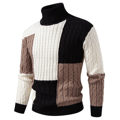 Men's Roll Neck Jumper Modern Knit Design