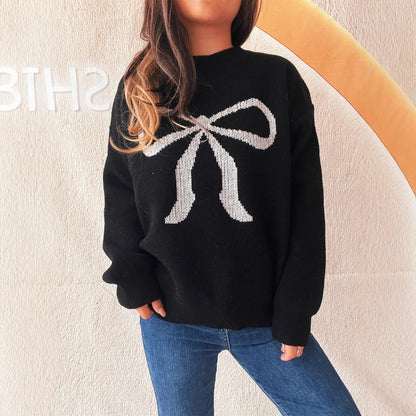 Women's Soft Sweater with Bow Design