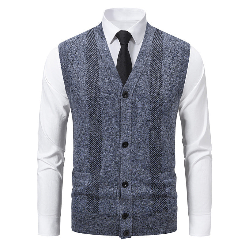 Men's Cardigan Classic V-Neck Cable Knit