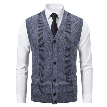 Men's Cardigan Classic V-Neck Cable Knit