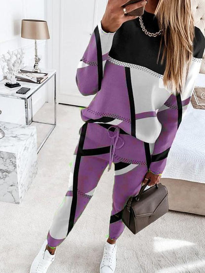 Women's Geometric Trendy Athletic Lounge Set