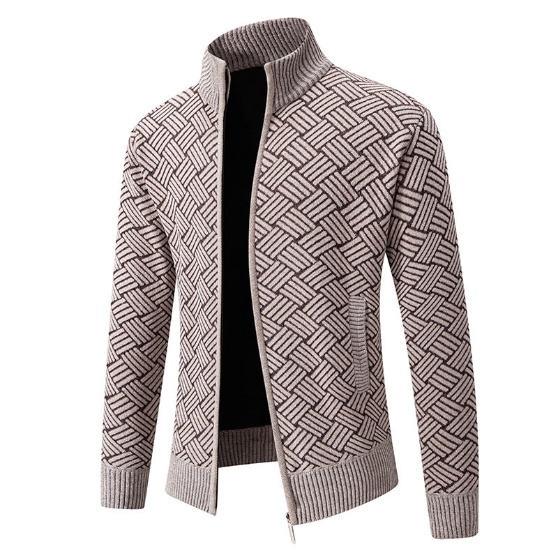 Men's Cardigan Plaid Pattern Modern Stylish