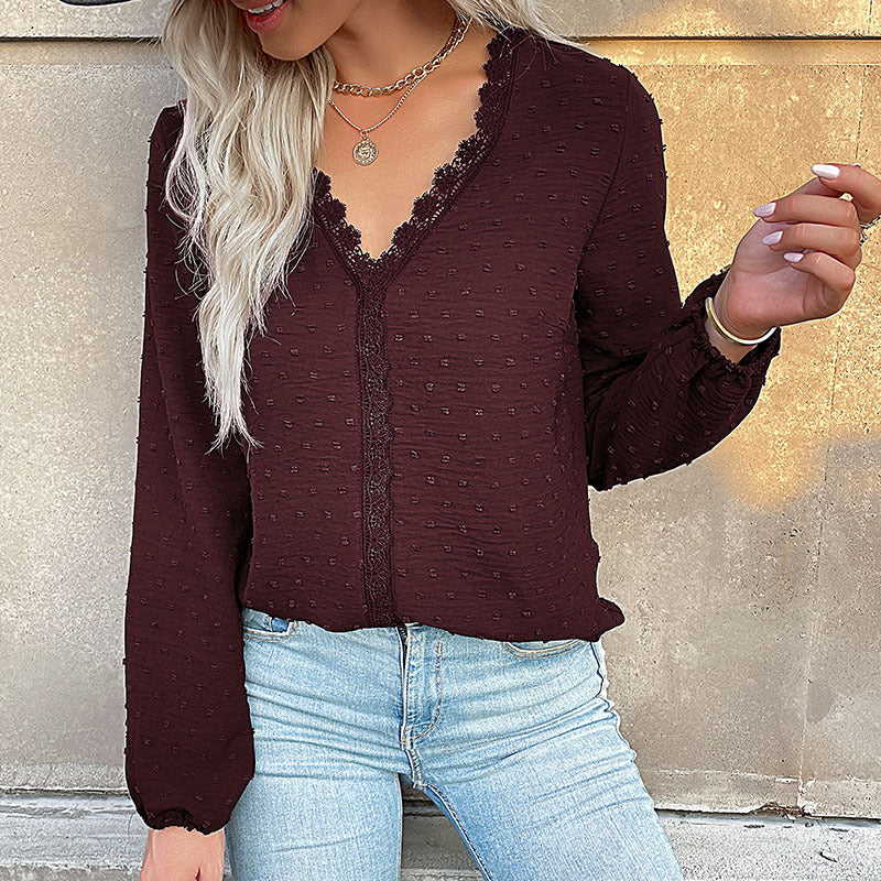 Ladies' Blouse Romantic Lace Elegant