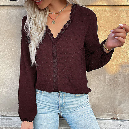 Ladies' Blouse Romantic Lace Elegant