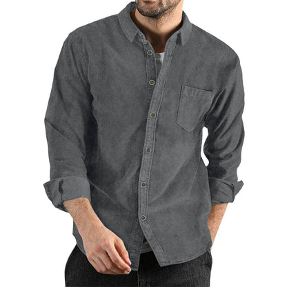 Men's Corduroy Shirt Elegant Design with Chest Pocket