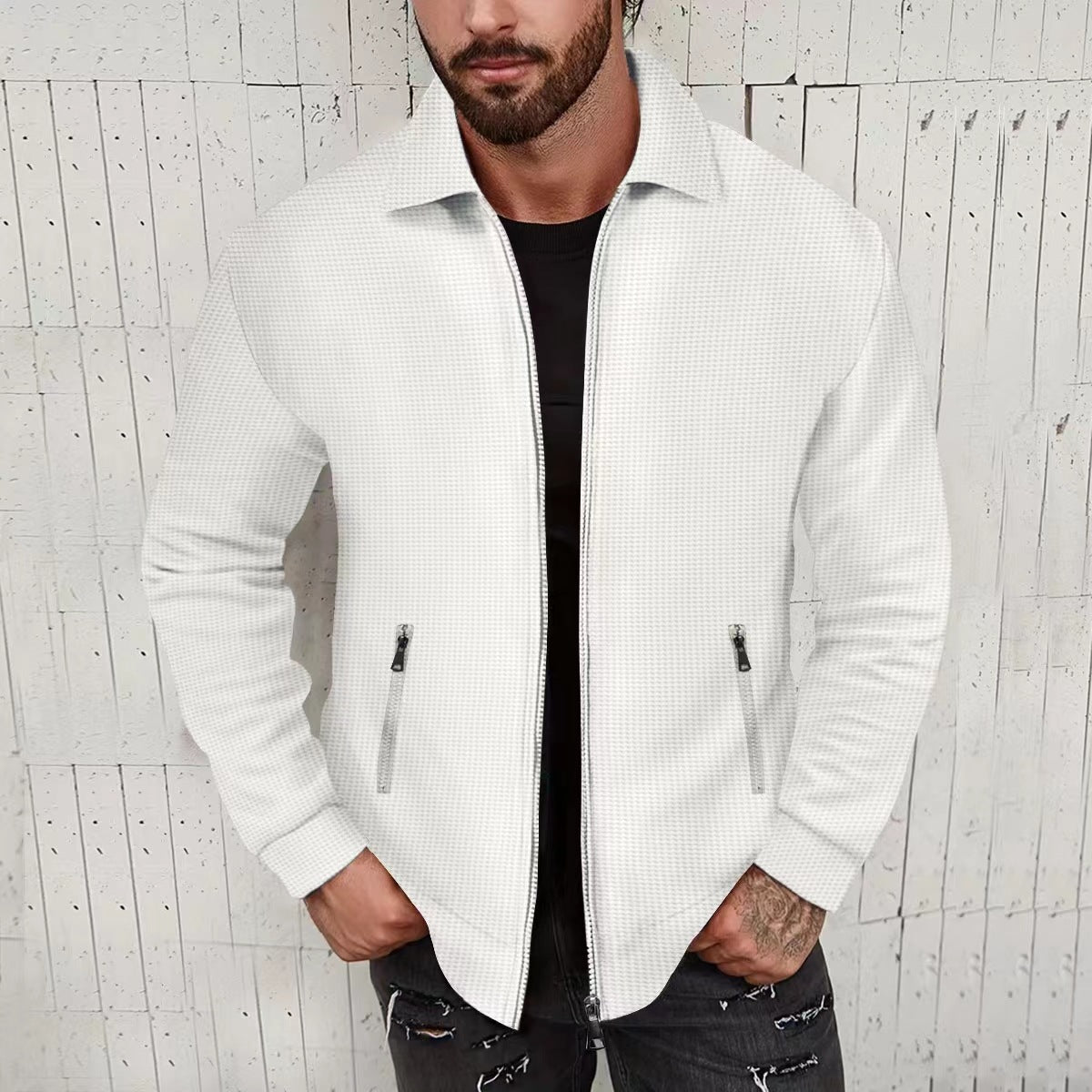 Men's Modern Structured Cardigan Optimal Zipper