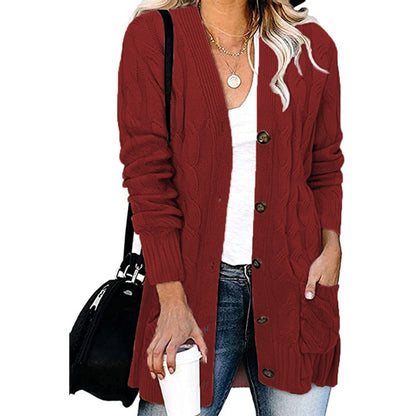 Women's Cable Knit Cardigan with Pockets