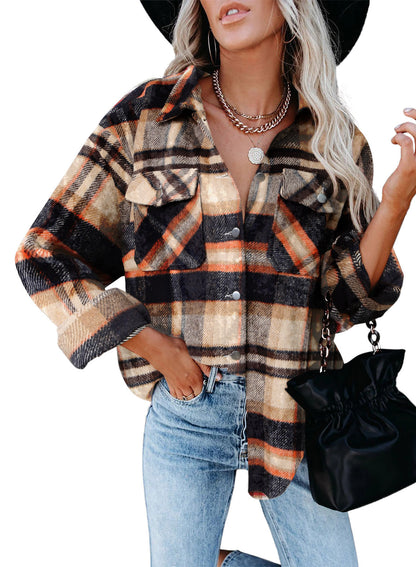 Women's Flannel Plaid Blazer Soft & Comfortable