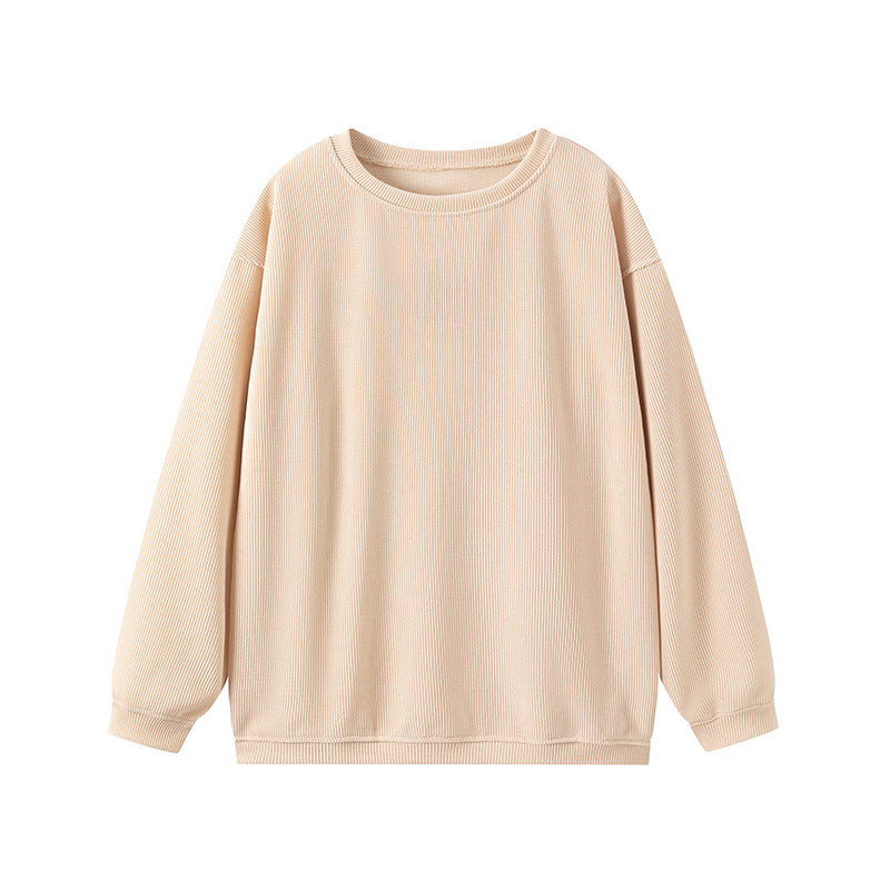 Ribbed Knit Dress Comfortable Round Neck Long Sleeves