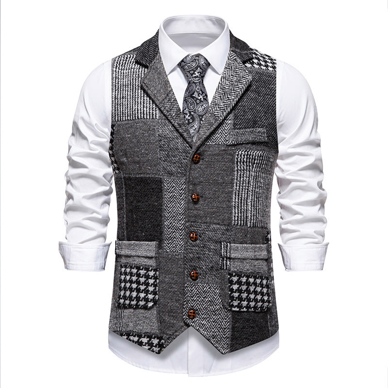 Men's Vest Modern Patchwork Design Practical