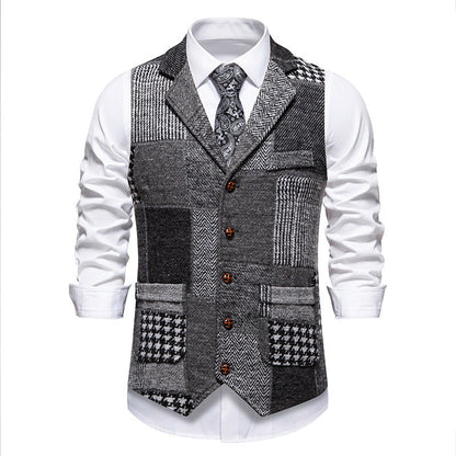 Men's Vest Modern Patchwork Design Practical