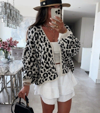 Women's Cardigan Leopard Print Trendy Style