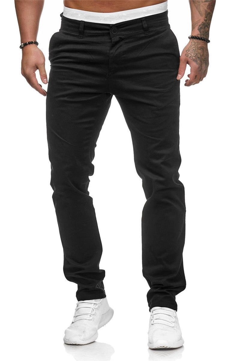 Men's Slim-Fit Chino Trousers Elegant Comfortable