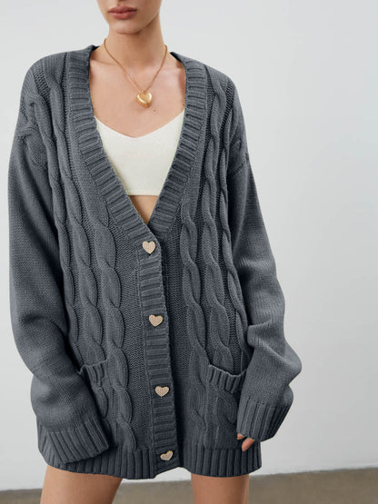Large Cardigan Oversize Heart Buttons
